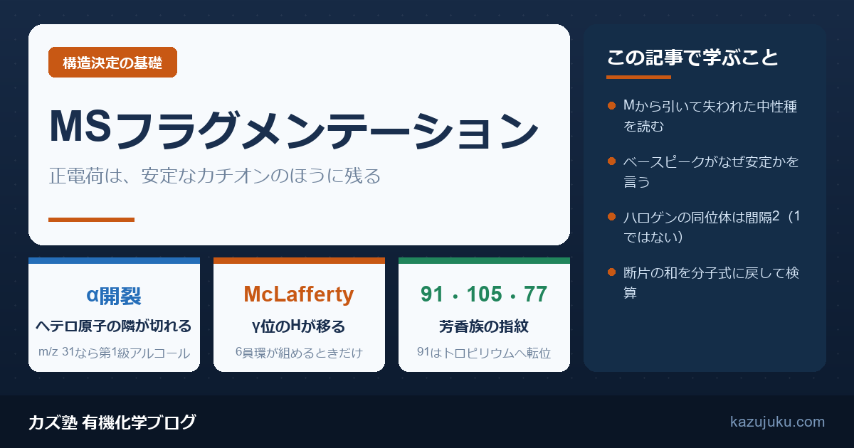 MSフラグメンテーションの読み方｜α開裂とMcLafferty転位【院試対策】