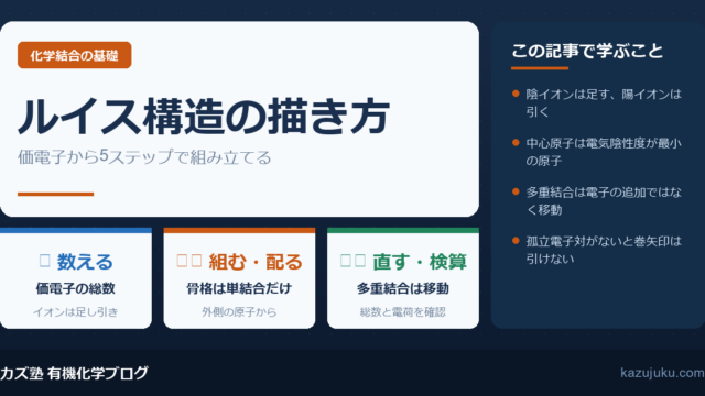 ルイス構造の描き方｜価電子から5ステップで組み立てる手順【院試対策】