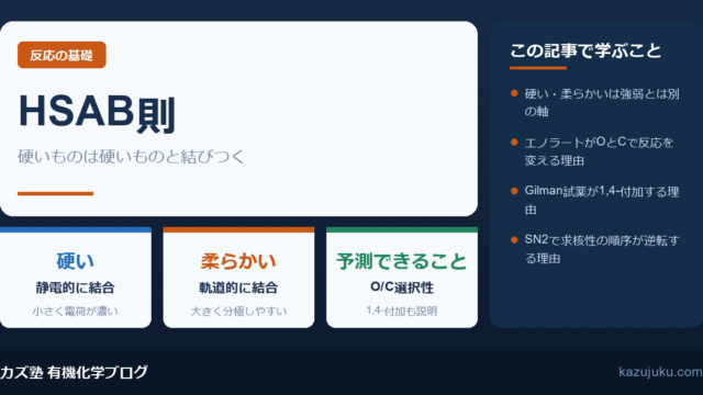 HSAB則とは?硬い酸・柔らかい酸で反応の選択性を予測する【院試対策】