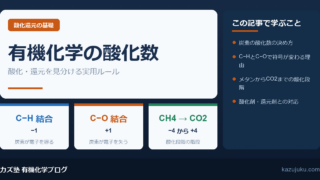 有機化学の酸化数とは？酸化・還元の見分け方を解説