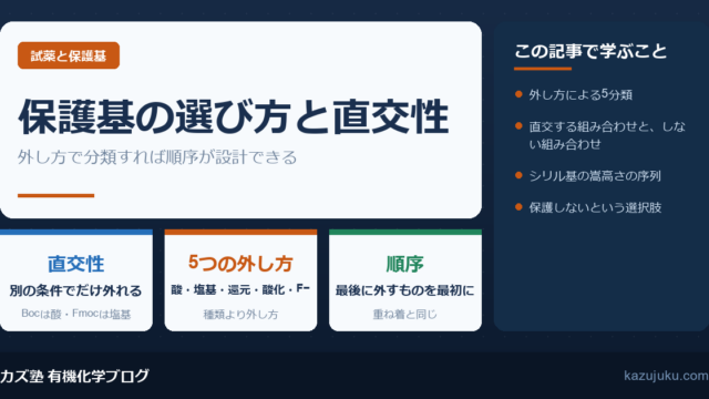保護基の選び方と直交性｜Boc・Fmoc・TBSの外し方で整理する【院試対策】