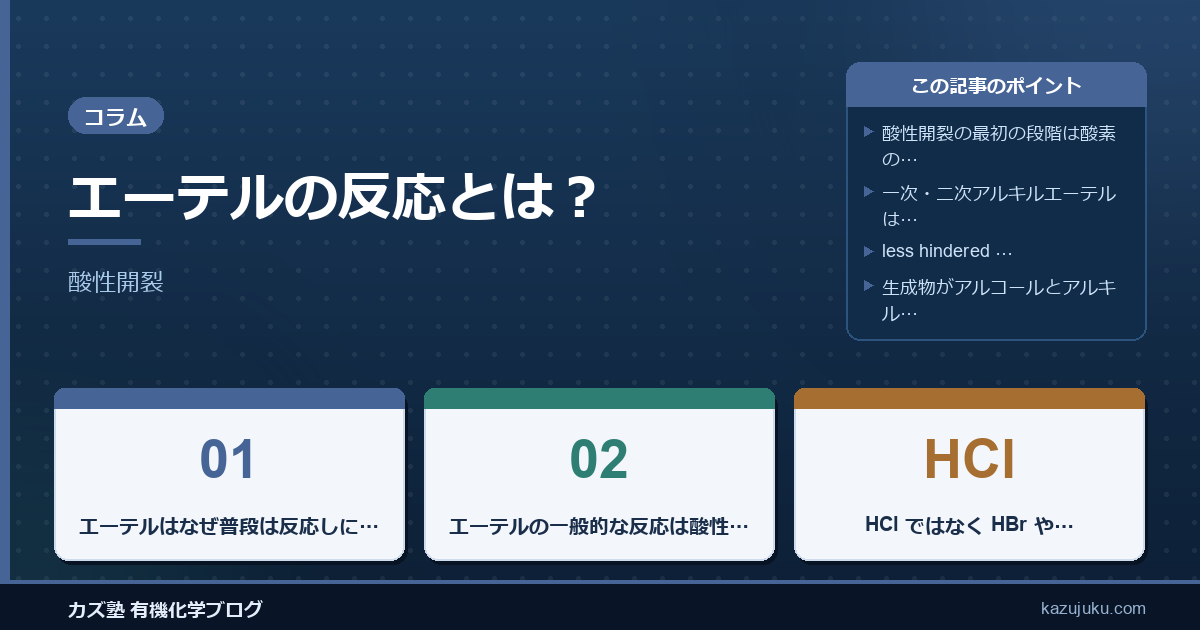 エーテルの反応とは？酸性開裂をわかりやすく整理