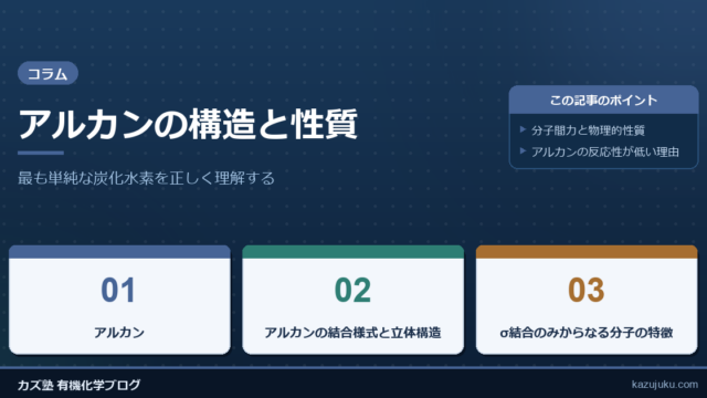 アルカンの構造と性質：最も単純な炭化水素を正しく理解する