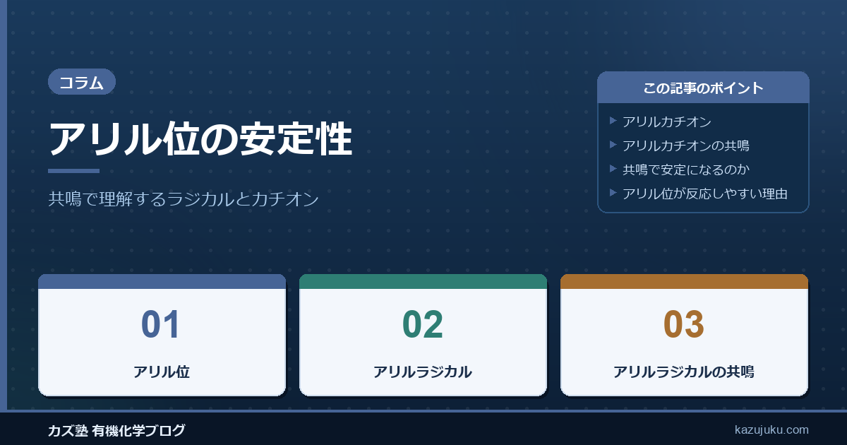 アリル位の安定性：共鳴で理解するラジカルとカチオン