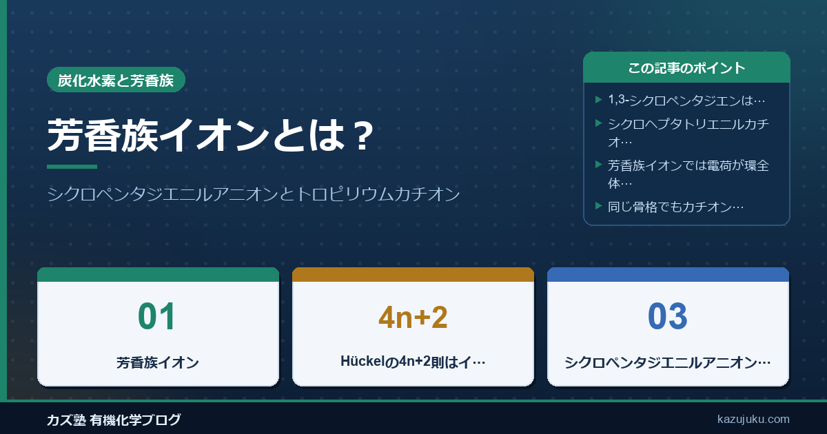 芳香族イオンとは？シクロペンタジエニルアニオンとトロピリウムカチオンをわかりやすく解説