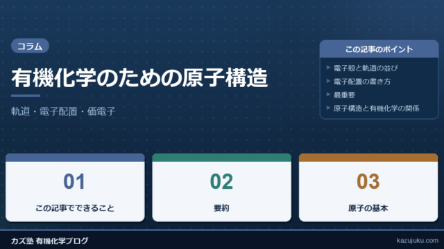 有機化学のための原子構造：軌道・電子配置・価電子を最短で理解する