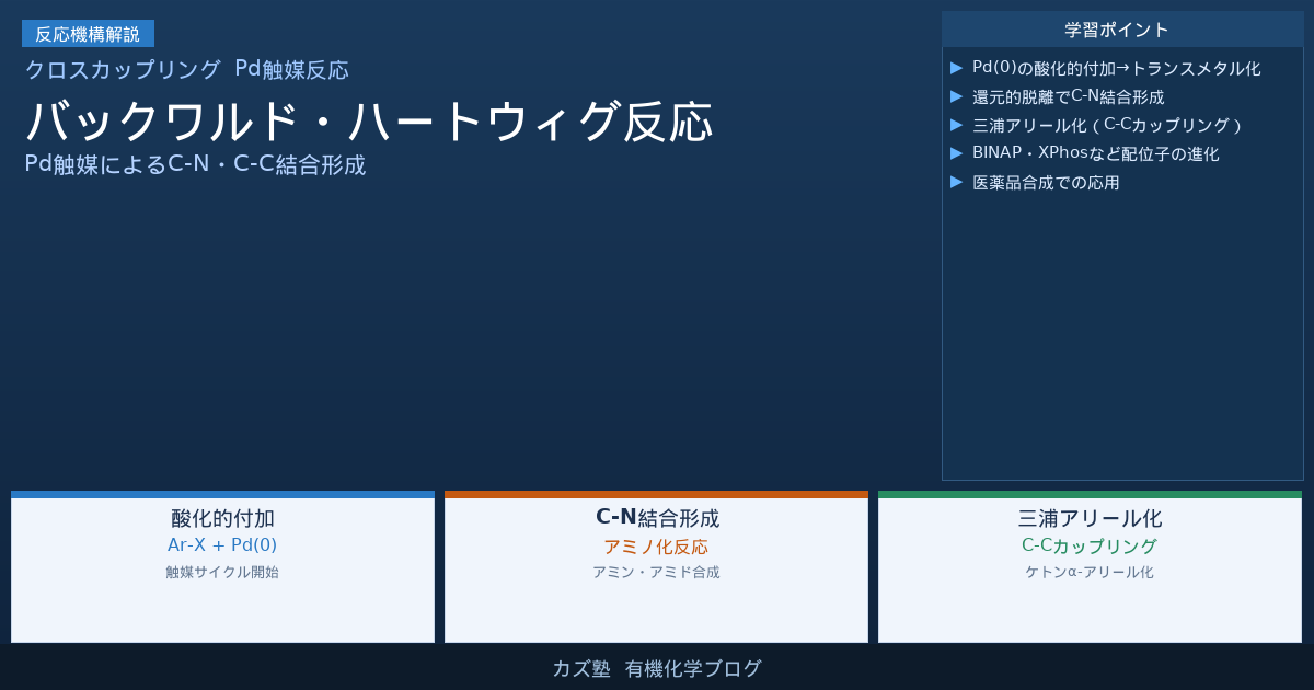 バックワルド・ハートウィグ反応完全解説【触媒サイクルと三浦アリール化】