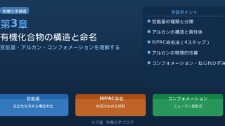「アルカンと立体化学」完全解説｜官能基・IUPAC命名法・コンフォメーションを徹底比較