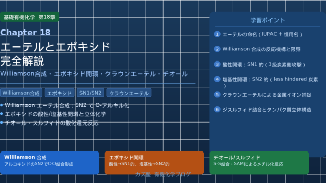 「エーテルとエポキシド」完全解説|Williamson合成・エポキシド開環・クラウンエーテル・チオールを徹底整理
