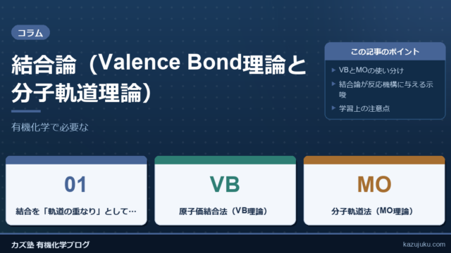 結合論（Valence Bond理論と分子軌道理論）：有機化学で必要な最短理解