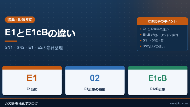 E1とE1cBの違い：SN1・SN2・E1・E2の最終整理