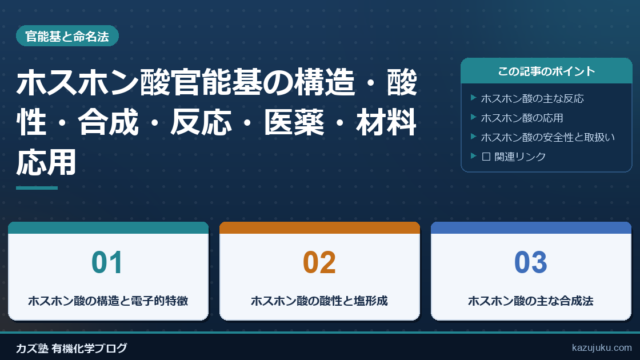 ホスホン酸官能基の構造・酸性・合成・反応・医薬・材料応用まで徹底解説