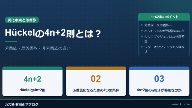 Hückelの4n+2則とは？芳香族・反芳香族・非芳香族の違いをわかりやすく解説