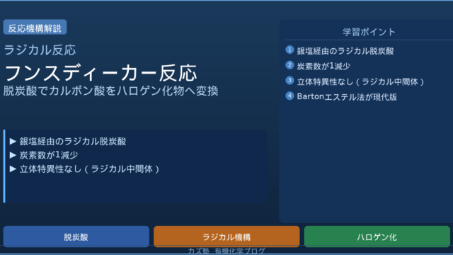 ハンスディーカー反応完全解説【脱炭酸ラジカル機構とBarton法との違い】