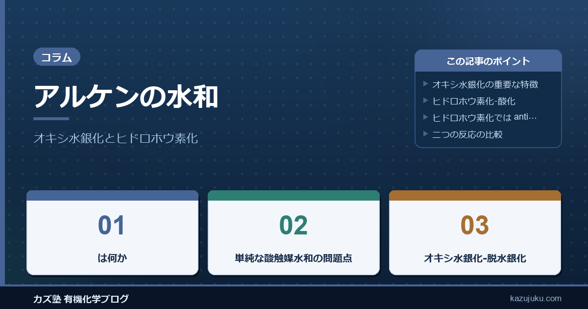 アルケンの水和：オキシ水銀化とヒドロホウ素化