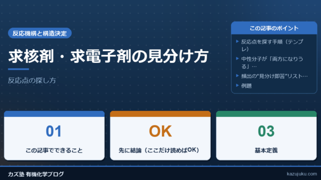 求核剤・求電子剤の見分け方：反応点の探し方