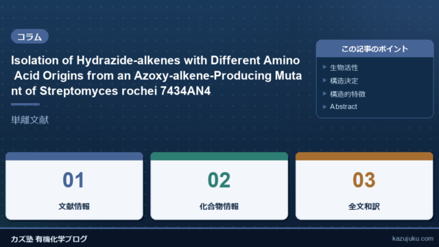 Isolation of Hydrazide-alkenes with Different Amino Acid Origins from an Azoxy-alkene-Producing Mutant of Streptomyces rochei 7434AN4【単離文献】