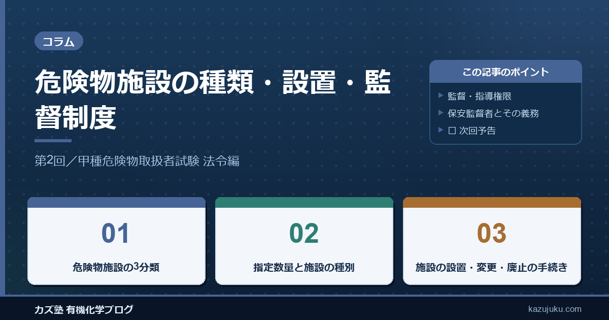 危険物施設の種類・設置・監督制度を解説｜甲種危険物取扱者試験 法令編【第2回】