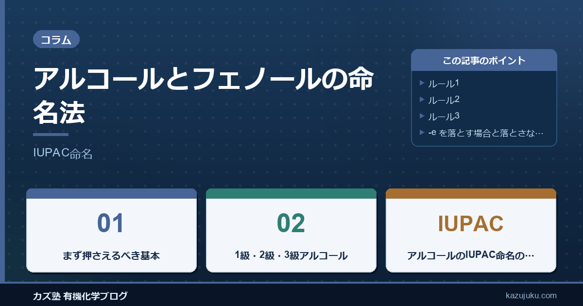 アルコールとフェノールの命名法｜IUPAC命名をわかりやすく解説
