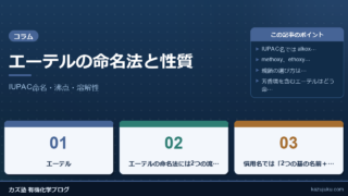 エーテルの命名法と性質｜IUPAC命名・沸点・溶解性をわかりやすく解説