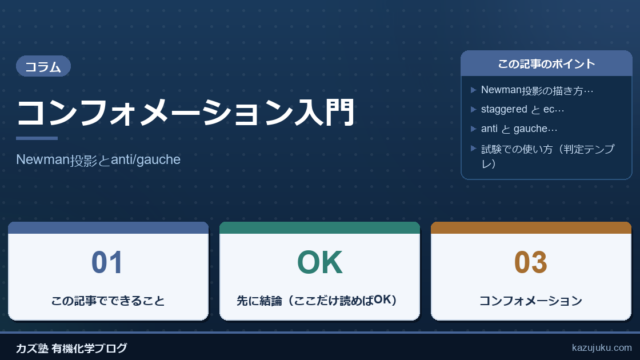 コンフォメーション入門：Newman投影とanti/gauche