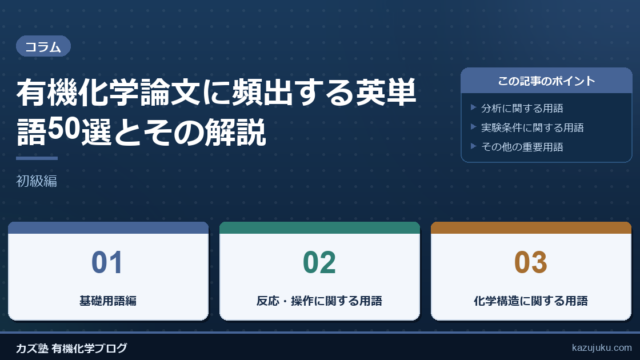 有機化学論文に頻出する英単語50選とその解説【初級編】