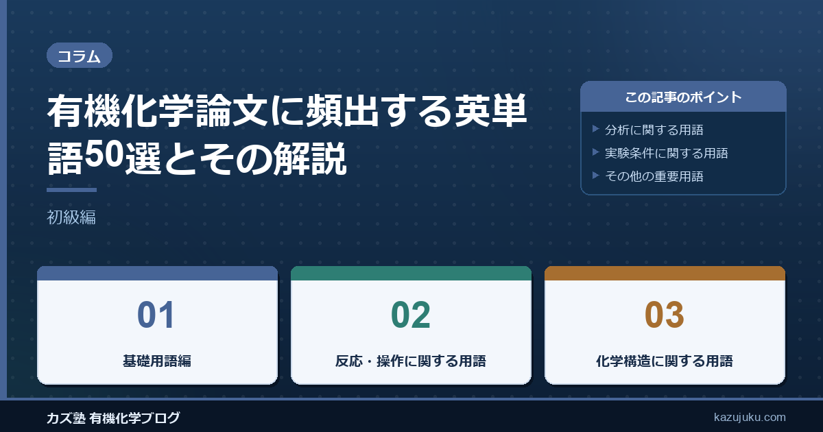 有機化学論文に頻出する英単語50選とその解説【初級編】