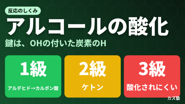 アルコールの酸化｜1級・2級・3級で何が違うのかをわかりやすく解説