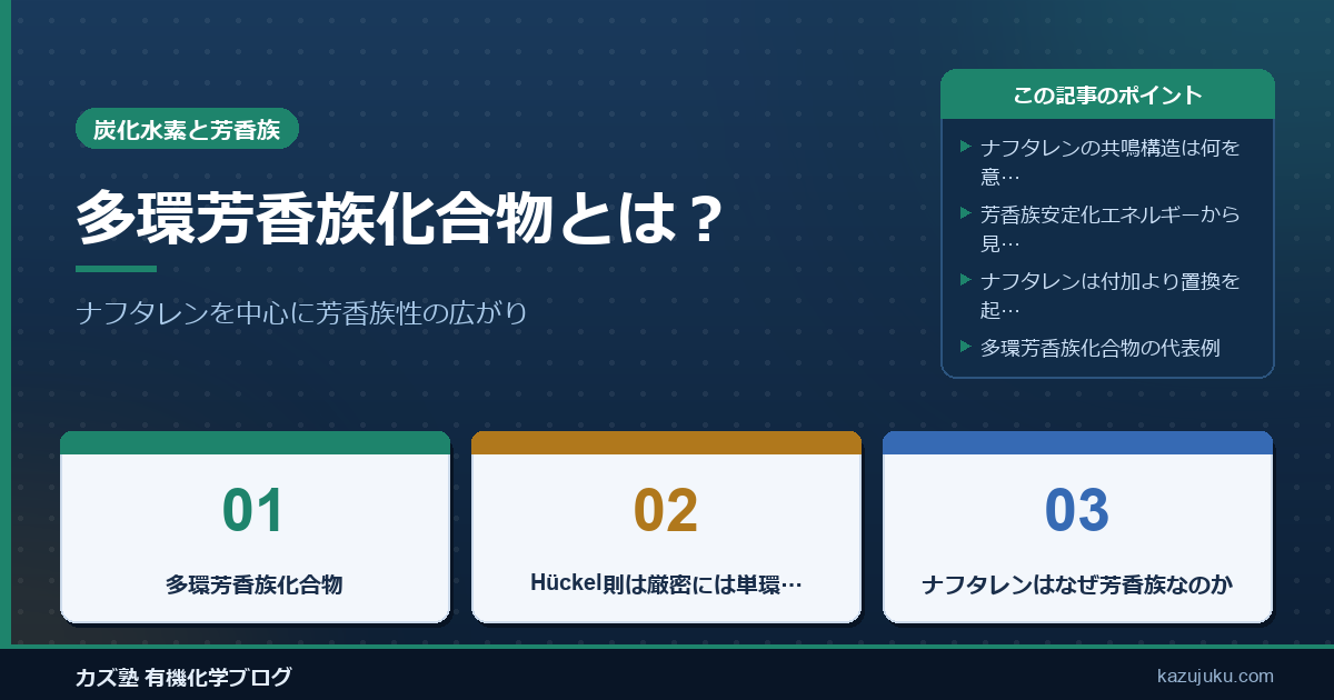 多環芳香族化合物とは？ナフタレンを中心に芳香族性の広がりをわかりやすく解説