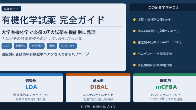 有機化学の試薬を選ぶ基準｜LDA・DIBAL・mCPBAと7大試薬の使い分け