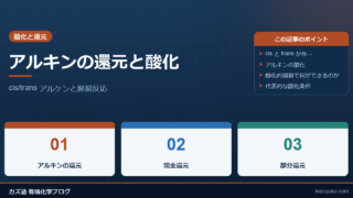 アルキンの還元と酸化：cis/trans アルケンと開裂反応