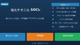 塩化チオニル(SOCl₂)完全解説【カルボン酸→酸クロリド・アルコール→塩化物の機構・PCl₃/PCl₅との比較】